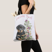 Rottweiler Hondenmoeder Bloemen Tote Bag (Dichtbij)