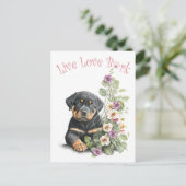 Rottweiler Hondenmoeder Bloemstuk Briefkaart (Staand voorkant)