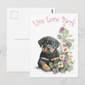 Rottweiler Hondenmoeder Bloemstuk Briefkaart (Voorkant / Achterkant)