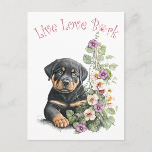 Rottweiler Hondenmoeder Bloemstuk Briefkaart (Voorkant)