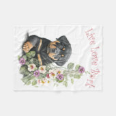 Rottweiler Hondenmoeder Bloemstuk Fleece Deken (Voorkant (Horizontaal))