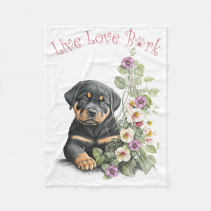 Rottweiler Hondenmoeder Bloemstuk Fleece Deken