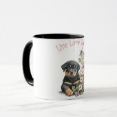 Rottweiler Hondenmoeder Bloemstuk Mok (Voorkant links)