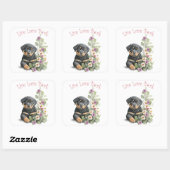 Rottweiler Hondenmoeder Bloemstuk Vierkante Sticker (Vel)