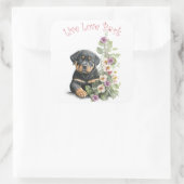 Rottweiler Hondenmoeder Bloemstuk Vierkante Sticker (Tas)
