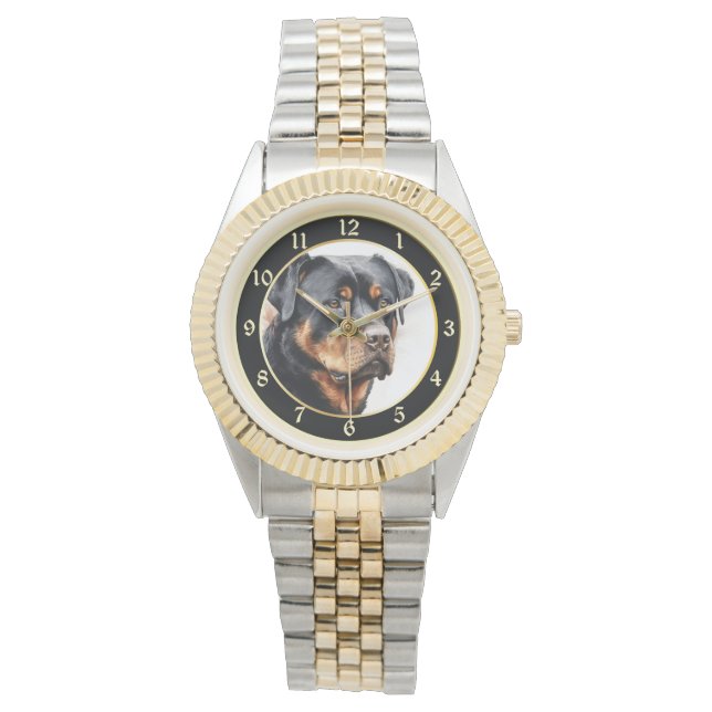 Rottweiler Hondenportret horloge (Voorkant)