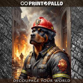 Rottweiler hondenras als brandweerman - tissuepapier