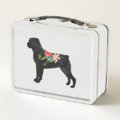 Rottweiler Hondenras Boho Floral Silhouette (Achterkant)