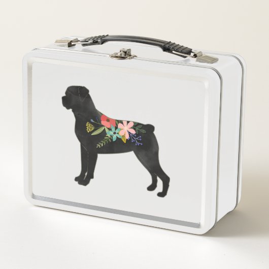 Rottweiler Hondenras Boho Floral Silhouette (Voorkant)