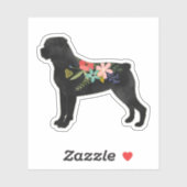Rottweiler Hondenras Boho Floral Silhouette Sticker (Vel)