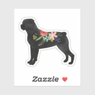 Rottweiler Hondenras Boho Floral Silhouette Sticker