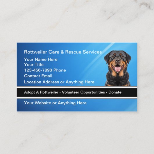 Rottweiler Hondenras Rescue Services Visitekaartje (Voorkant)