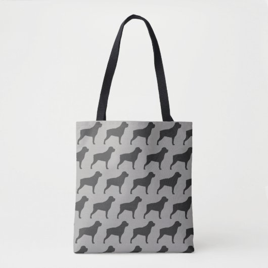 Rottweiler Hondenras Silhouetten Patroon Grijs Tote Bag (Voorkant)