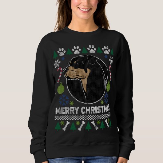 Rottweiler Hondenras Ugly KerstSweater Trui (Voorkant)