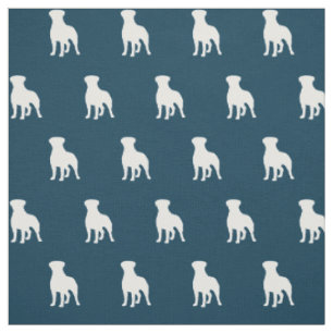 Rottweiler hondensilhouetten blauw en wit stof