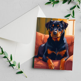 Rottweiler-hondportret huisdierenschilderij kaart