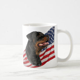 Rottweiler hoofd en Amerikaanse vlag Koffiemok