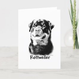 Rottweiler houtskool feestdagen kaart