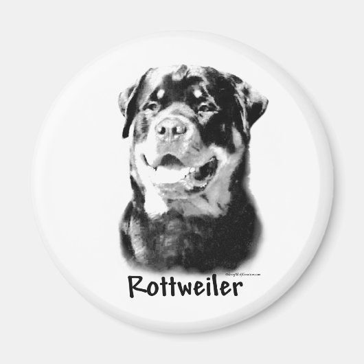 Rottweiler Houtskool - Magneet (Voorkant)