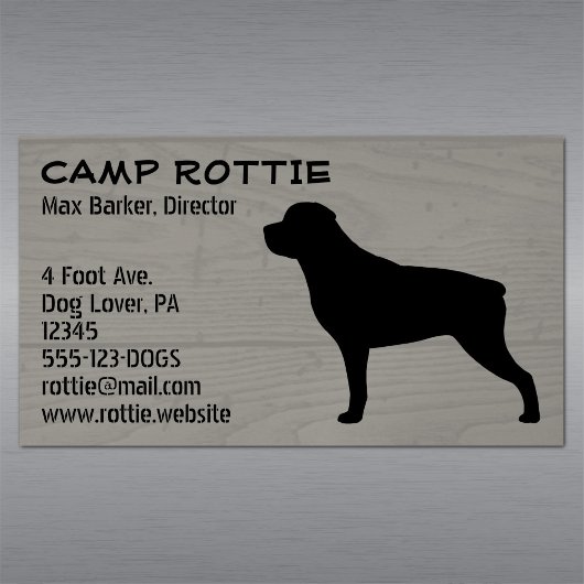 Rottweiler Huisdier Hond Silhouet | Rottie Rustic Magnetisch Visitekaartje