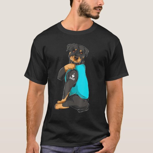 Rottweiler I houdt van Tattoo Apparel Dog Dad Dads T-shirt (Voorkant)