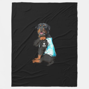 Rottweiler I Love Mam Tattoo Fleece Deken