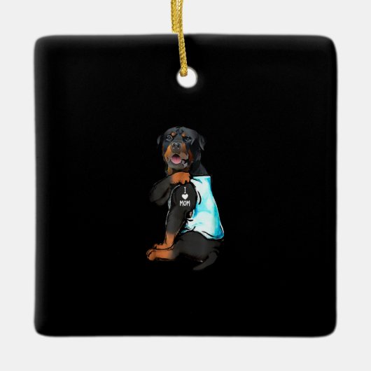 Rottweiler I Love Mam Tattoo Keramisch Ornament (Voorkant)
