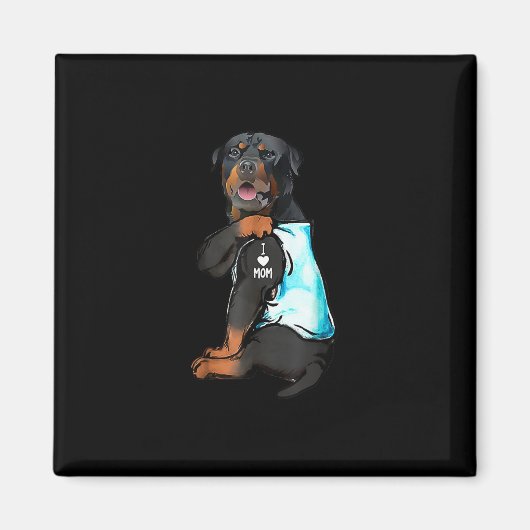 Rottweiler I Love Mam Tattoo Magneet (Voorkant)