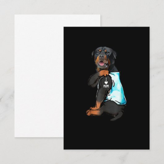 Rottweiler I Love Mam Tattoo RSVP Kaartje (Voorkant / Achterkant)