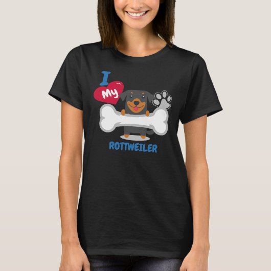Rottweiler Ik hou van mijn Rottweiler T-shirt (Voorkant)