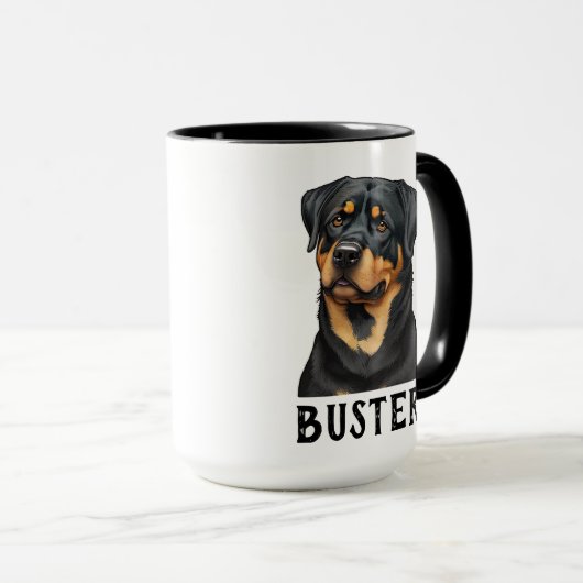 Rottweiler Illustratie Cute Hondenliefhebber Koffe Mok (Voorkant rechts)