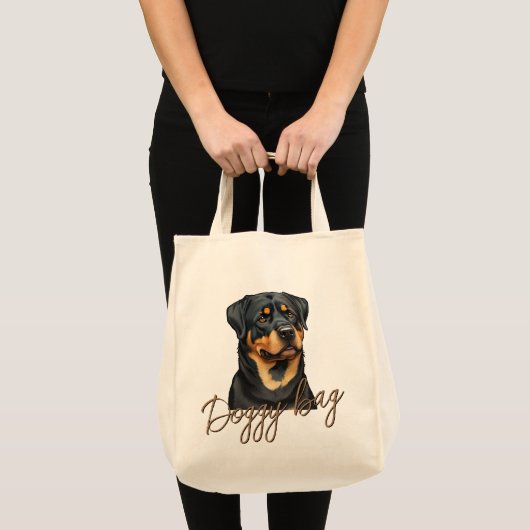Rottweiler Illustratie Doggy bag Love Fun Gift Tote Bag (Voorkant (product))