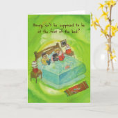 Rottweiler in bed - Grappige verjaardag Kaart (Gele Bloem)