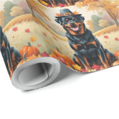 Rottweiler in de herfst verlaat de Thanksgiving Cadeaupapier (Rol Hoek)