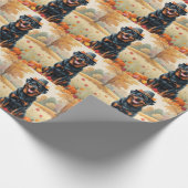 Rottweiler in de herfst verlaat de Thanksgiving Cadeaupapier (Hoek)