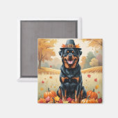 Rottweiler in de herfst verlaat de Thanksgiving Magneet (Voorkant / Achterkant)