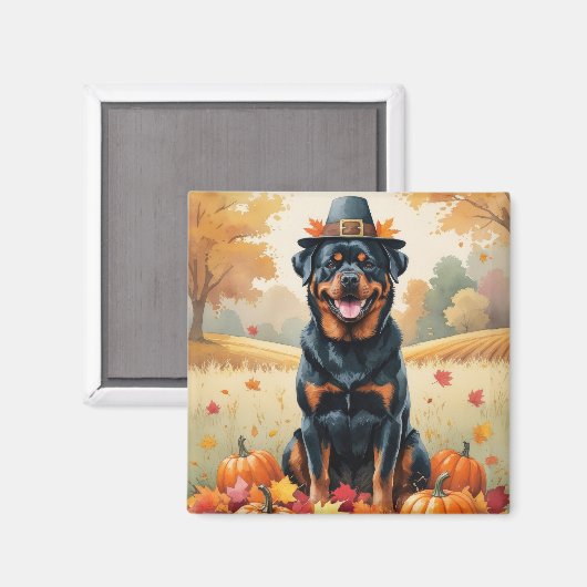 Rottweiler in de herfst verlaat de Thanksgiving Magneet (Voorkant / Achterkant)