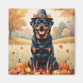 Rottweiler in de herfst verlaat de Thanksgiving Magneet (Voorkant)