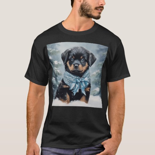 Rottweiler in de winter t-shirt (Voorkant)