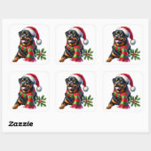 Rottweiler in een Pet en sjaal Vierkante Sticker (Vel)