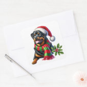 Rottweiler in een Pet en sjaal Vierkante Sticker (Envelop)