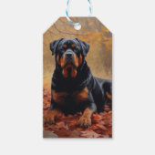 Rottweiler in Herfstbladeren Herfst Inspire Cadeaulabel (Voorkant)