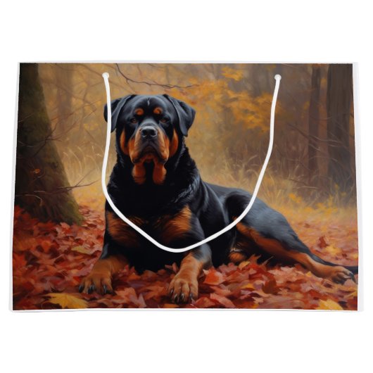 Rottweiler in Herfstbladeren Herfst Inspire Groot Cadeauzakje (Voorkant)