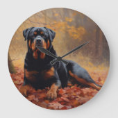 Rottweiler in Herfstbladeren Herfst Inspire Grote Klok (Voorkant)