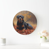 Rottweiler in Herfstbladeren Herfst Inspire Grote Klok (Huis)