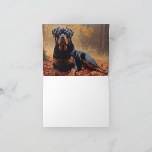 Rottweiler in Herfstbladeren Herfst Inspire Kaart