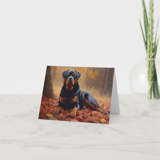 Rottweiler in Herfstbladeren Herfst Inspire Kaart (Voorkant)