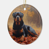Rottweiler in Herfstbladeren Herfst Inspire Keramisch Ornament (Links)