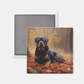 Rottweiler in Herfstbladeren Herfst Inspire Magneet (Voorkant / Achterkant)
