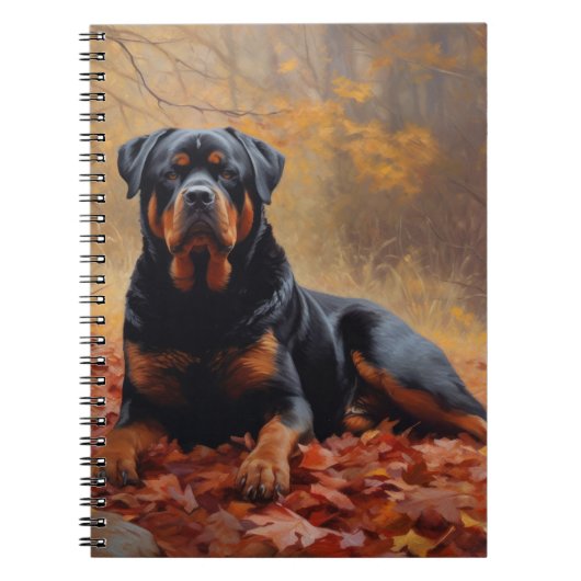Rottweiler in Herfstbladeren Herfst Inspire Notitieboek (Voorkant)